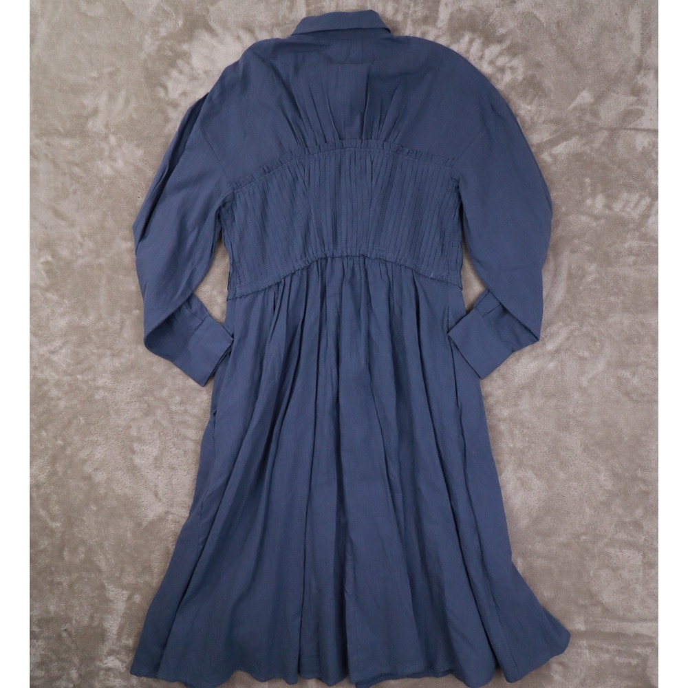 Pilcro Anthropologie Corset Midi Shirt Dress Women's Large Blue Prairie Peasant - Picture 5 of 12
